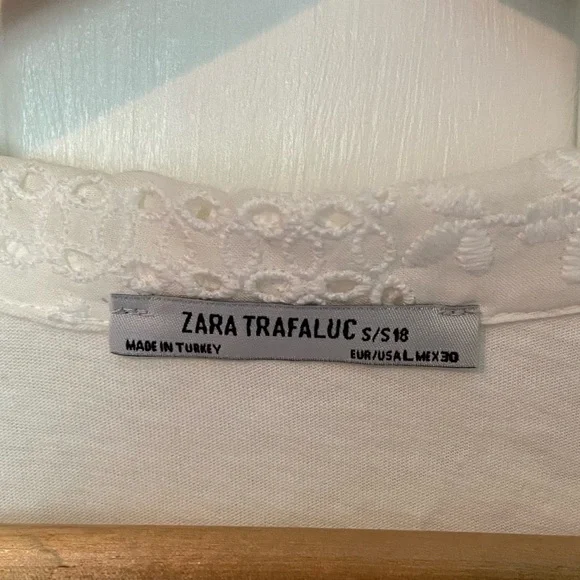 Zara White Embroidered shirt with collar - Picture 4 of 4